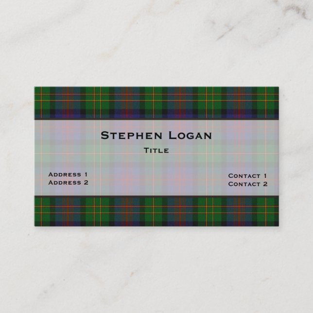 Logan Tartan Plaid Custom Business Card (Front)