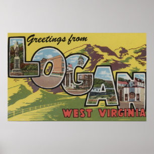 Logan, West Virginia - Large Letter Scenes Poster