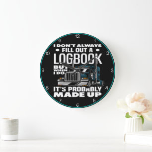 Logbook Made Up Trucker's Humourous Teal Large Clock