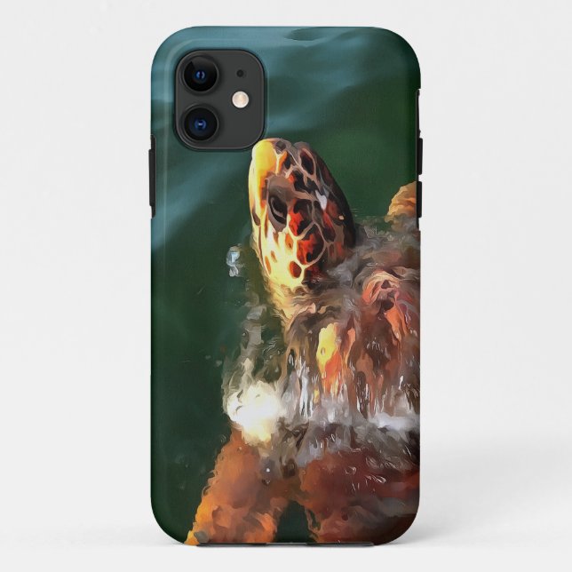 Loggerhead Sea Turtle Artistic Portrait Case-Mate iPhone Case (Back)