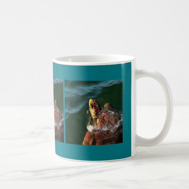 Loggerhead Sea Turtle Artistic Portrait Coffee Mug (Right)