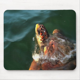 Loggerhead Sea Turtle Artistic Portrait Mouse Mat