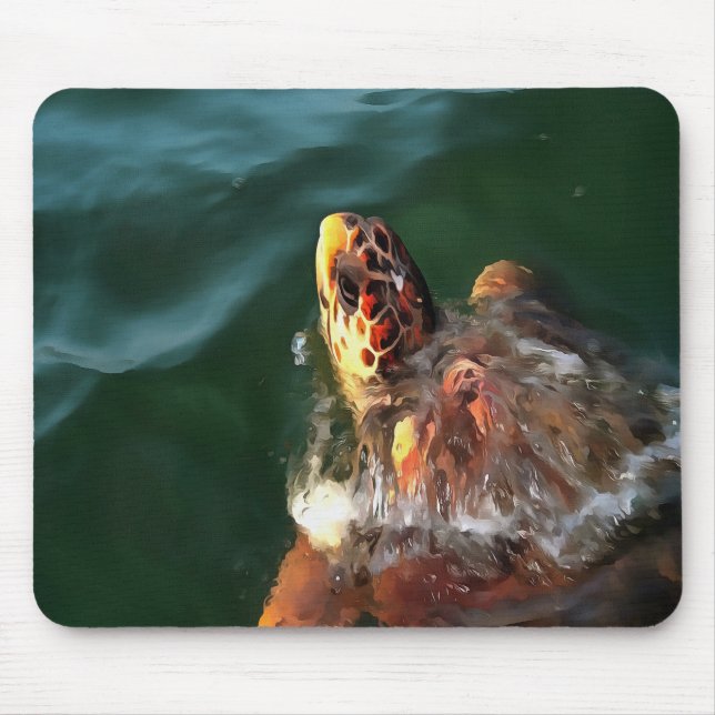 Loggerhead Sea Turtle Artistic Portrait Mouse Mat (Front)