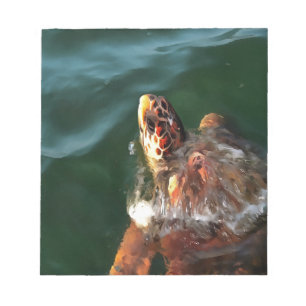 Loggerhead Sea Turtle Artistic Portrait Notepad