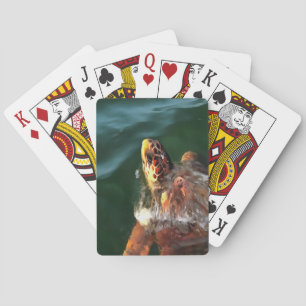 Loggerhead Sea Turtle Artistic Portrait Playing Cards