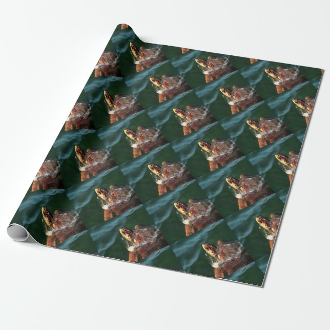Loggerhead Sea Turtle Artistic Portrait Wrapping Paper (Unrolled)