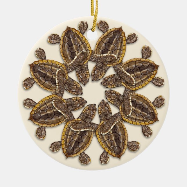 Loggerhead Sea Turtle Hatchlings Melamine Plate Ce Ceramic Tree Decoration (Front)