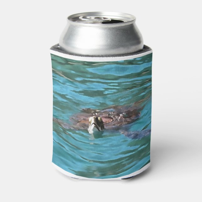 Loggerhead Sea Turtle Wildlife Art Can Cooler (Can Back)