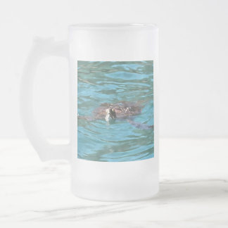 Loggerhead Sea Turtle Wildlife Art Frosted Glass Beer Mug