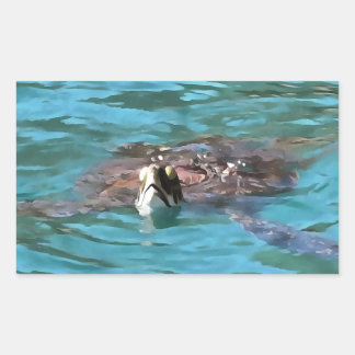 Loggerhead Sea Turtle Wildlife Art Rectangular Sticker