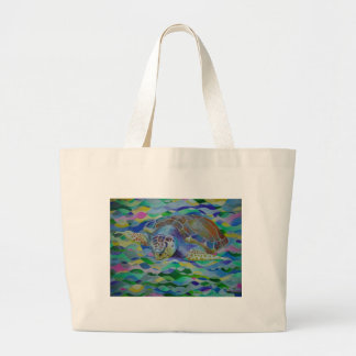 Loggerhead Turtle Colorful Art Large Tote Bag