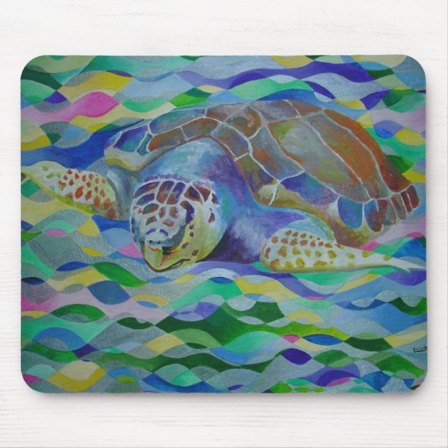 Loggerhead Turtle Colorful Art Mouse Mat (Front)