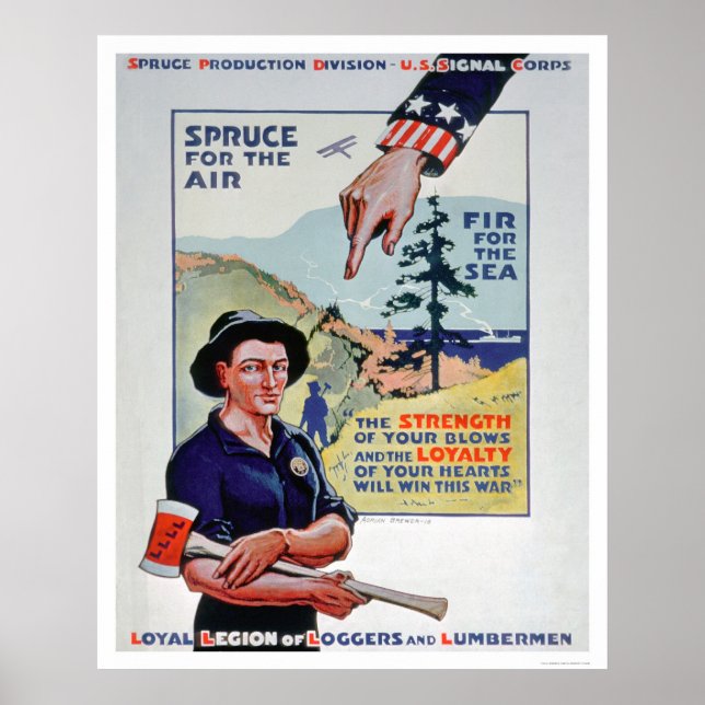 Loggers and Lumbermen Aid the War Effort (US02118) Poster (Front)
