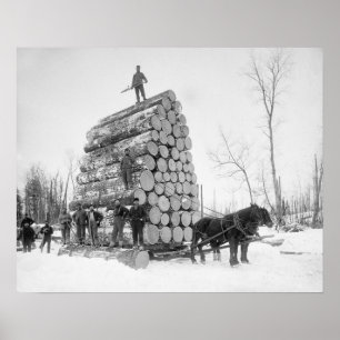 Loggers At Work, 1890. Vintage Photo Poster