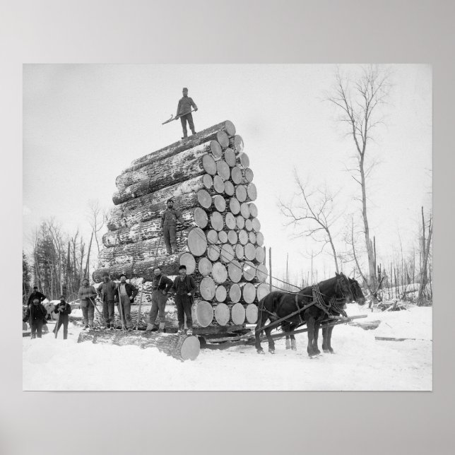 Loggers At Work, 1890. Vintage Photo Poster (Front)