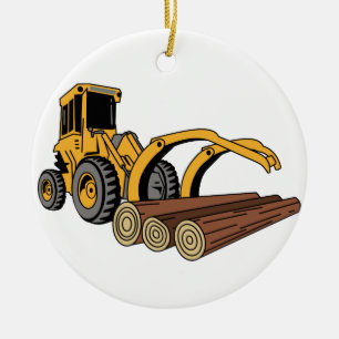 Logging Loader Ceramic Tree Decoration