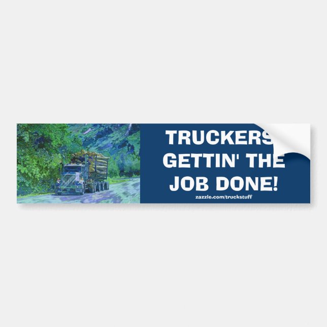 LOGGING TRUCK BIG RIG TRUCKERS Bumper Sticker (Front)