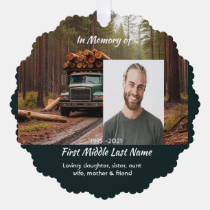 Logging Truck Driver  Memorial Keepsake  Tree Decoration Card