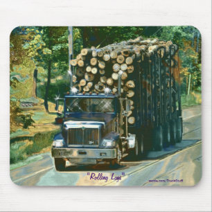 Logging Truck Highway Driving Art Mousepad