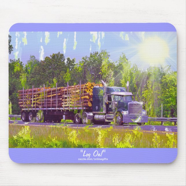 Logging Truck Highway Driving Art Mousepad (Front)
