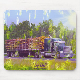 Logging Truck Highway Driving Art Mousepad
