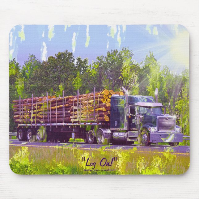 Logging Truck Highway Driving Art Mousepad (Front)