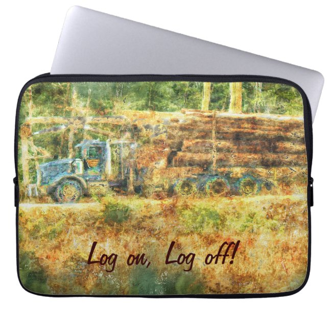 Logging Truck Humour Driver's Art Laptop Sleeve (Front)