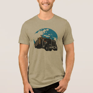 Logging Truck Timber Transport Global Logistics Tri-Blend Shirt