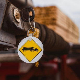 Logging Trucks Road Sign Key Ring
