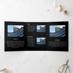 Logical Monochromatic Geometric Retro Angles Tri-Fold Card