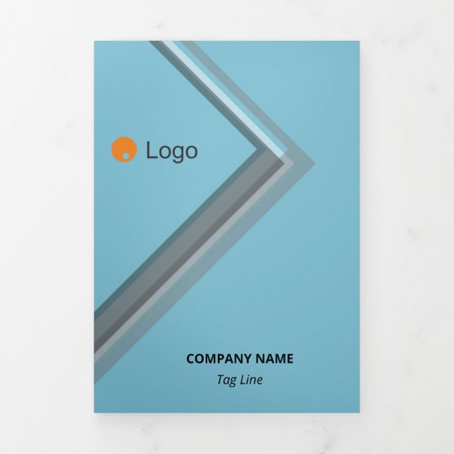 Logical Monochromatic Geometric Retro Angles Tri-Fold Card (Cover)