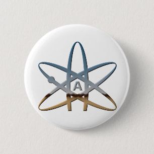 Logidea atheist atomic symbol 6 cm round badge
