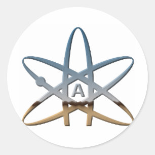 Logidea atheist atomic symbol classic round sticker