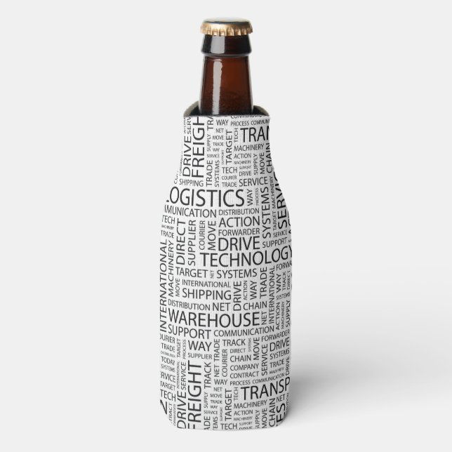 LOGISTICS pattern with words Bottle Cooler (Bottle Front)