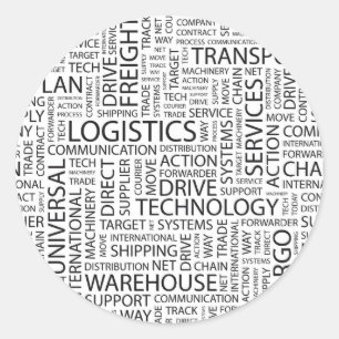 LOGISTICS pattern with words Classic Round Sticker