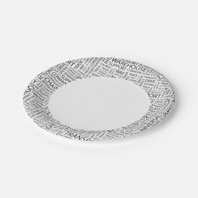 LOGISTICS pattern with words Paper Plate (Angled)