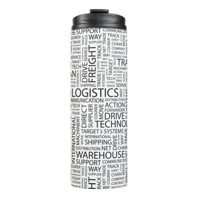 LOGISTICS pattern with words Thermal Tumbler (Front)