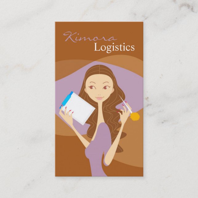 Logistics Survey Fashion Vector Girl Business Card (Front)