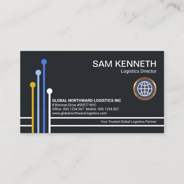 Logistics Transport Color Lines Transportation Business Card (Front)