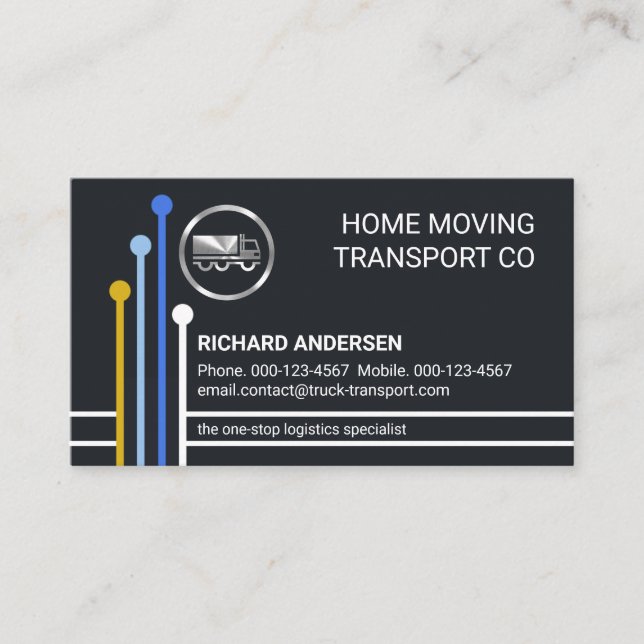 Logistics Transport Route Lines Trucker Business Card (Front)