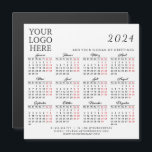 Logo 2024 Business Calendar Magnet German White<br><div class="desc">This square business 2024 magnetic calendar with months and days in German is a template to place your logo, add company contacts, slogan or another text. The simple design is in white, black and red colours. Months are in script font, Saturdays and Sundays are in red to plan and discuss...</div>