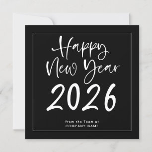 Logo 2025 Calendar QR Code Company New Year Black Holiday Card