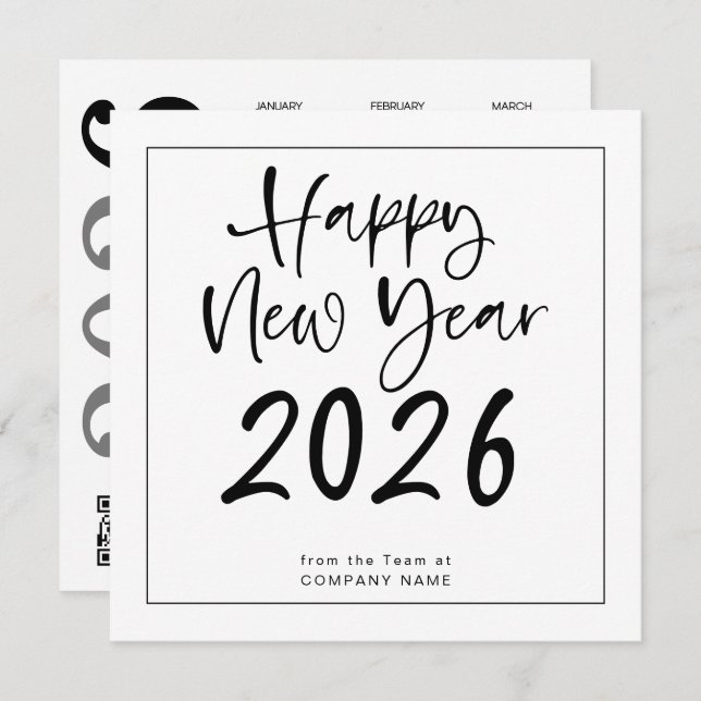Logo 2026 Calendar QR Code Company New Year Holiday Card (Front/Back)