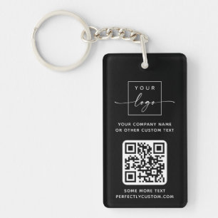 Logo 3 QR codes custom text black or any colour Key Ring