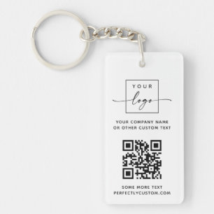 Logo 3 QR codes custom text white or any colour Key Ring