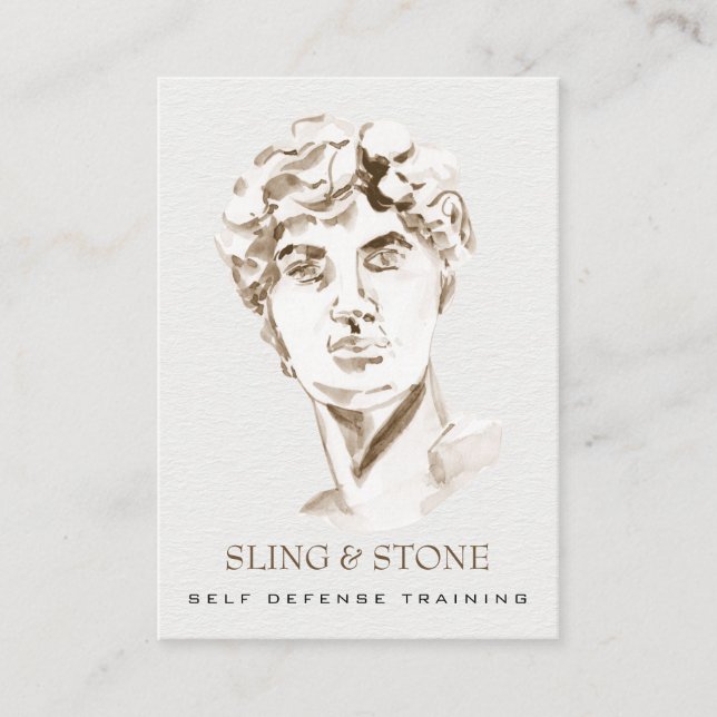 *~*  Logo 3 QR - Mythology DAVID AP45 Greek God Business Card (Front)