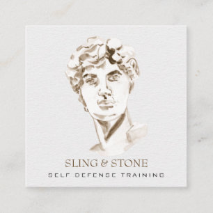 *~* Logo 3 QR - Mythology DAVID Greek God AP45 Square Business Card