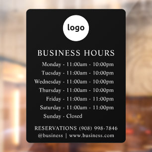LOGO and Business Hours   Custom Decal Sign