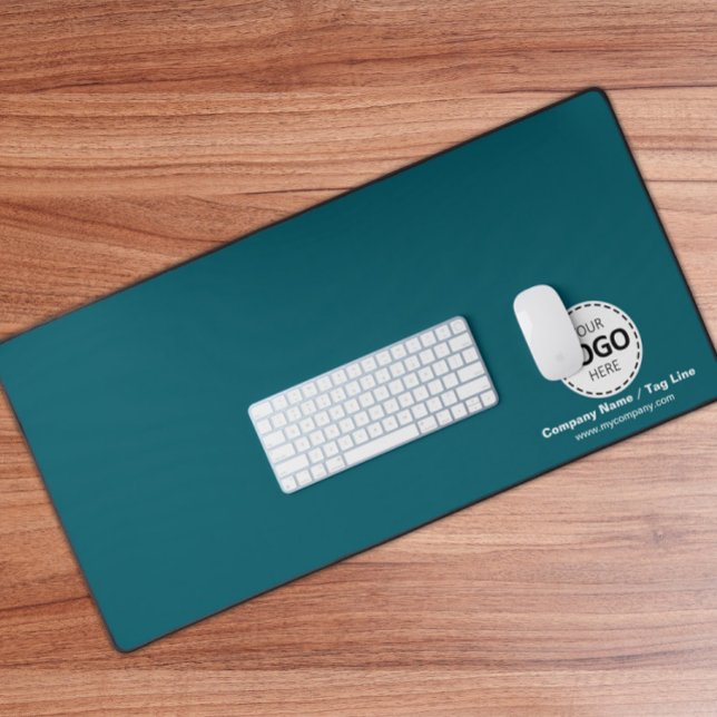 Logo and Company Details Custom Teal Desk Mat (Creator Uploaded)