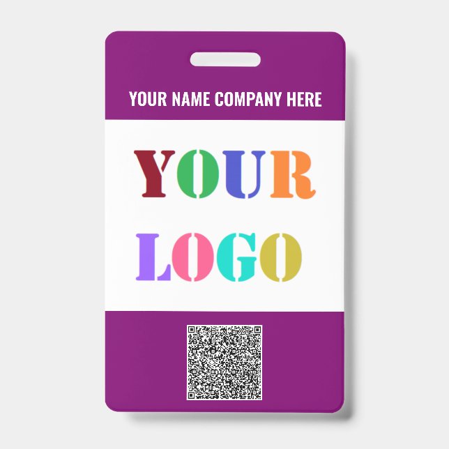 Logo and QR Code Info Text Business Badge Template ID Badge (Front)